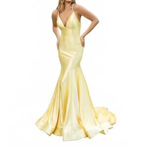 NEW RACHEL ALLAN crystal-beaded straps dress in yellow